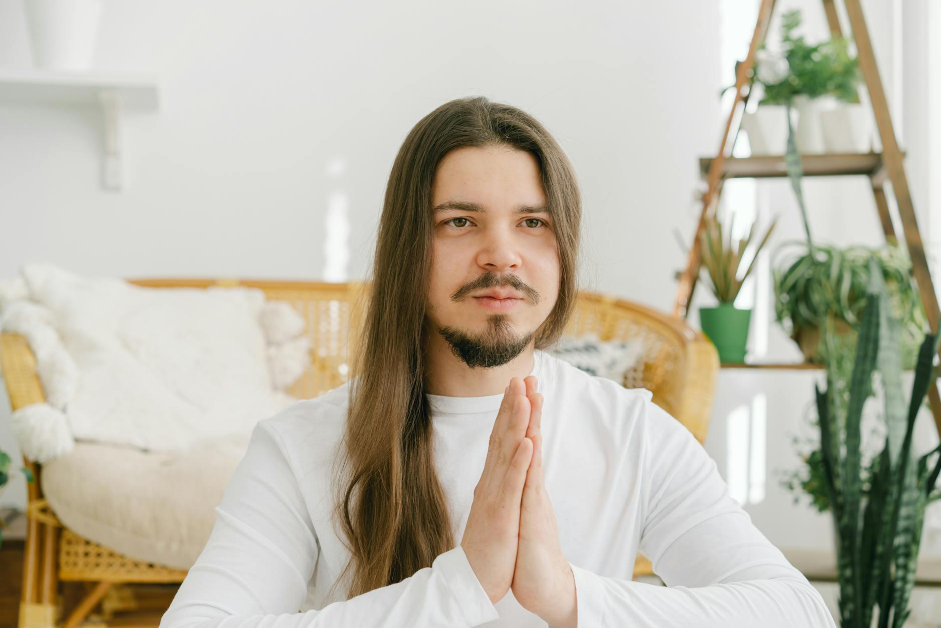 person meditating in a peaceful environment