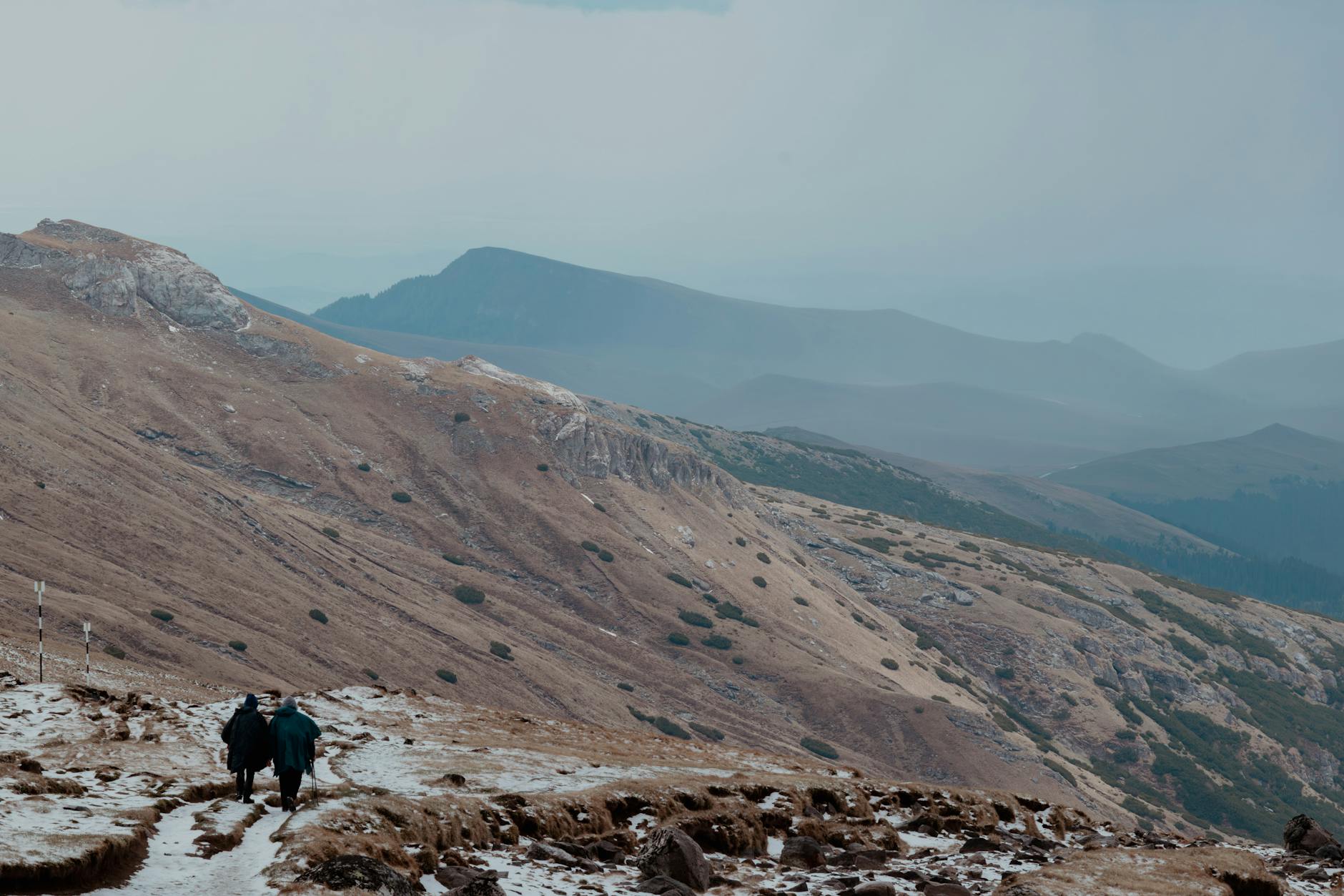 beautiful mountain landscape with hikers