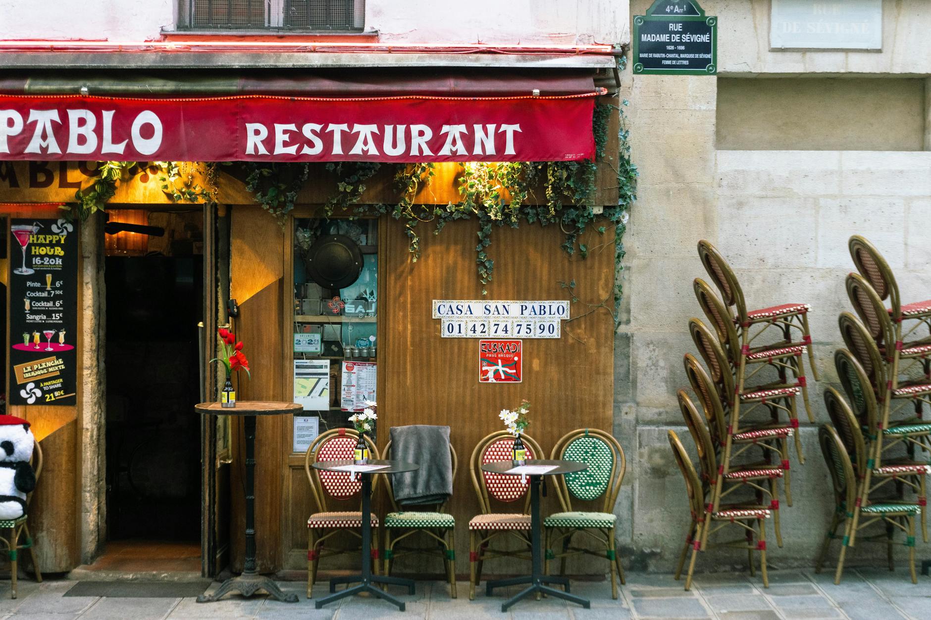 Café de Flore in Paris, France, with outdoor seating