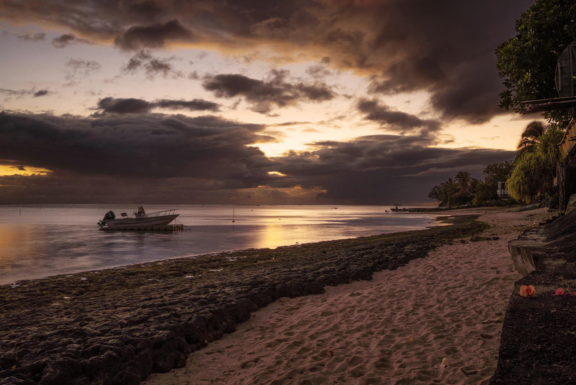 Colorful sunset over Bora Bora, French Polynesia