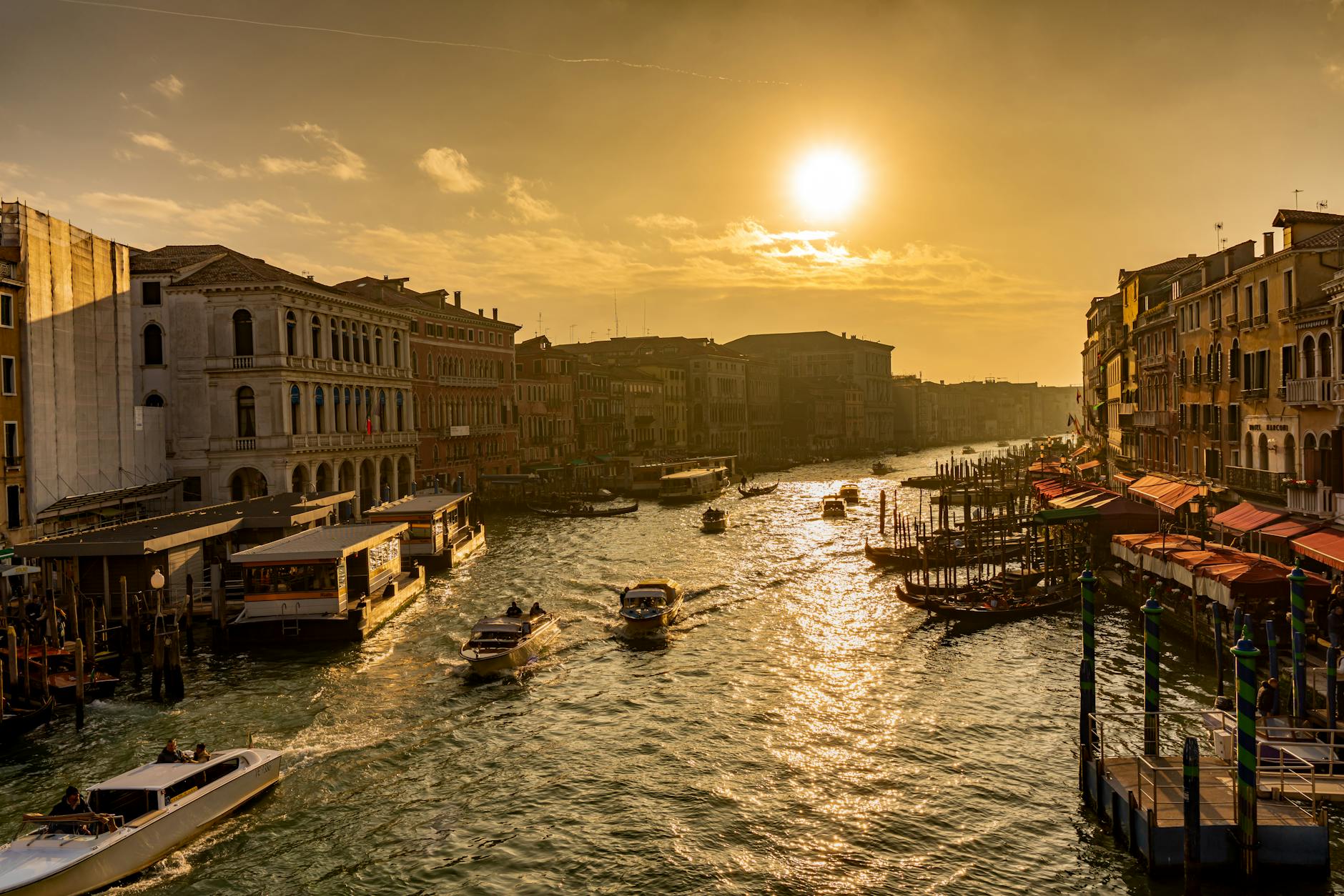 Venice gondola ride sunset