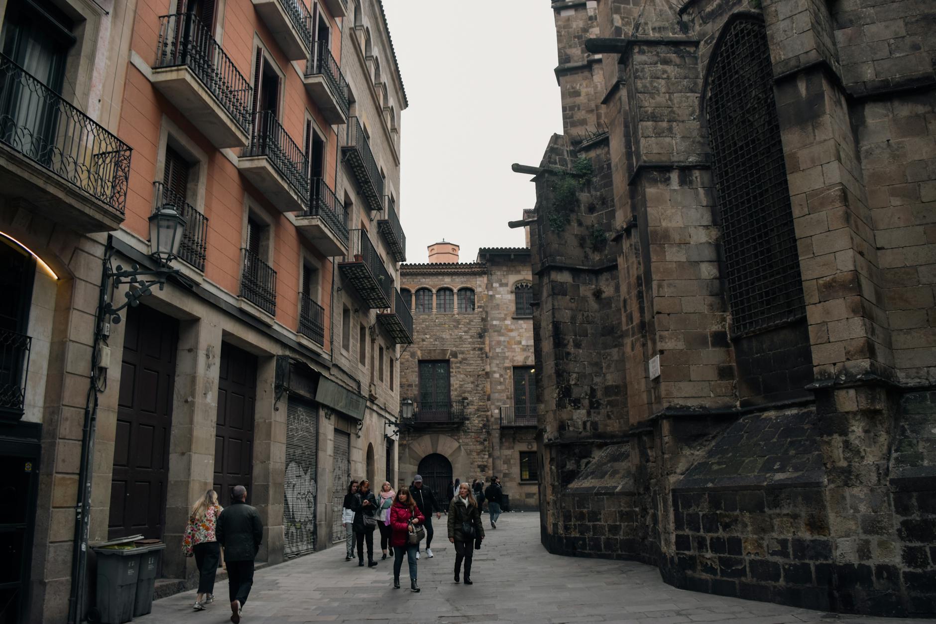 walkers in Barcelona's Gothic Quarter