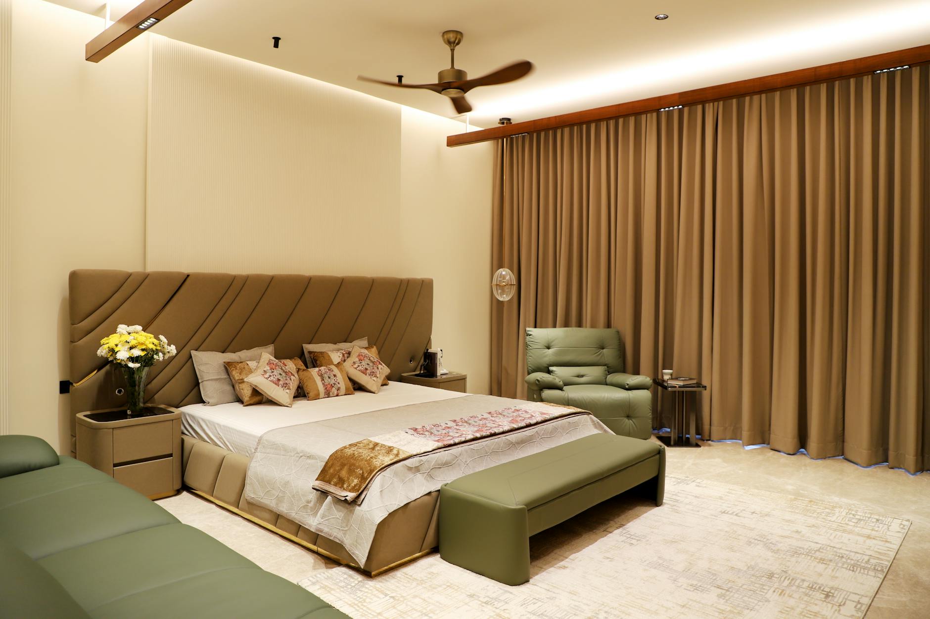 luxurious textiles in a well-designed bedroom