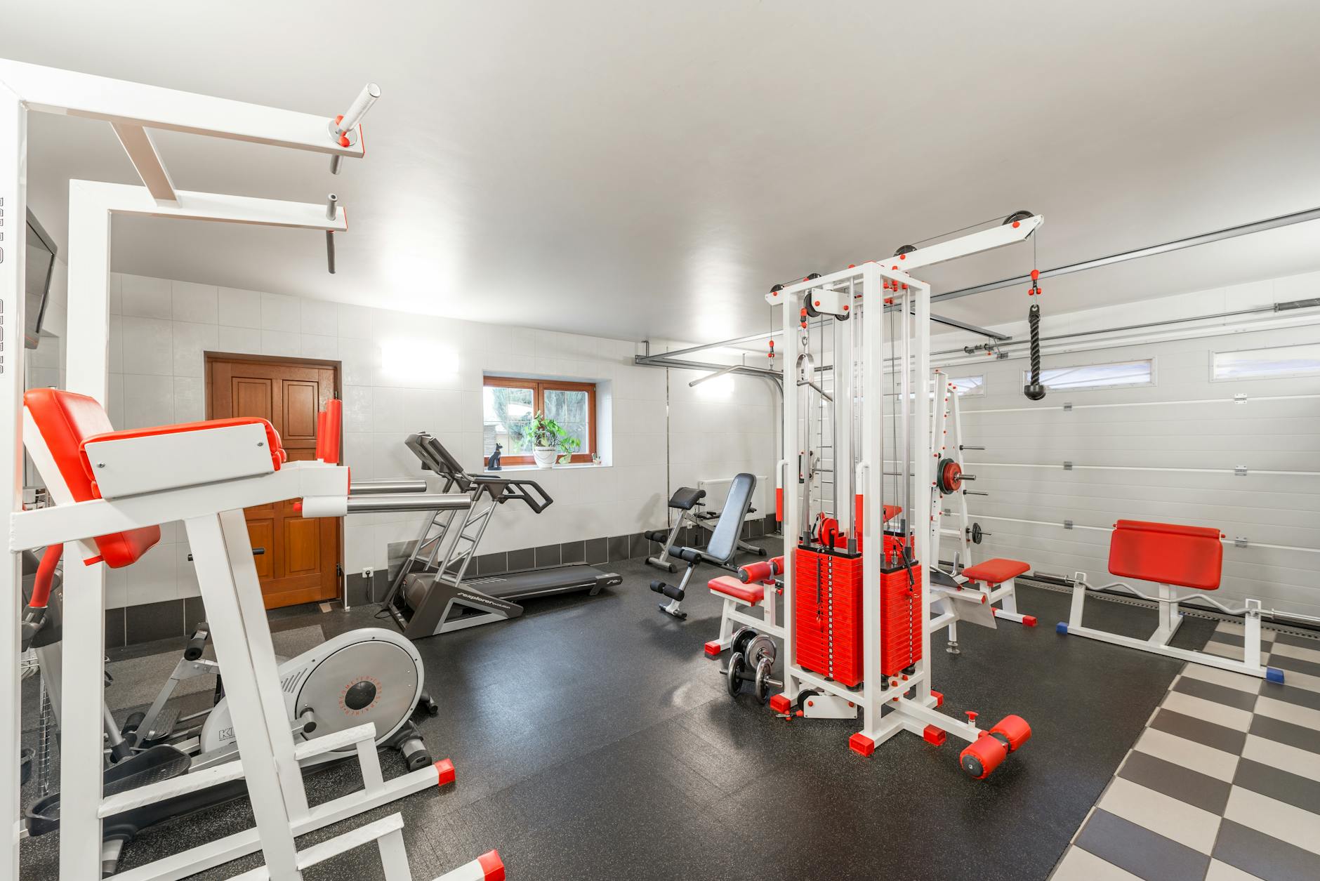 home gym area with workout equipment