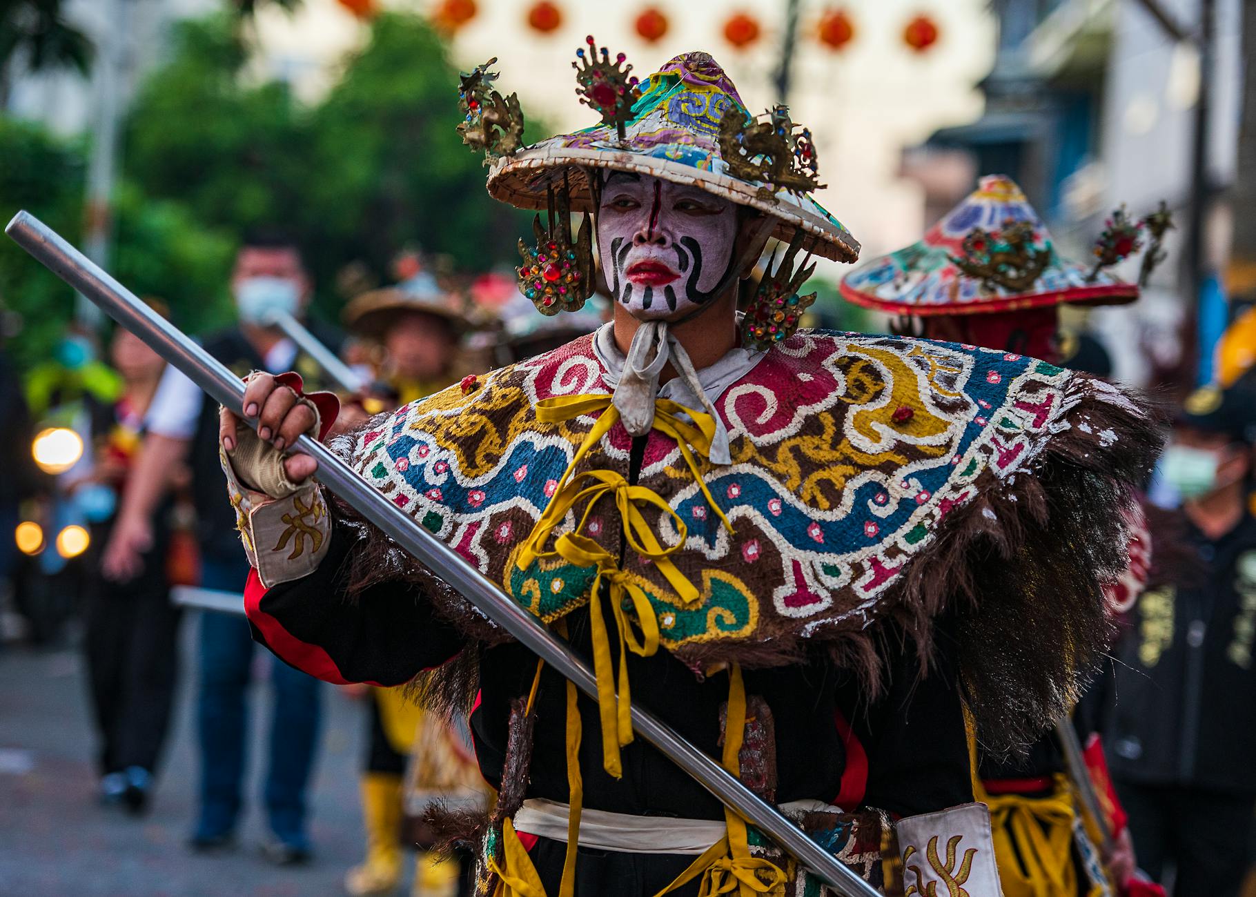 colorful festival parade with traditional costumes