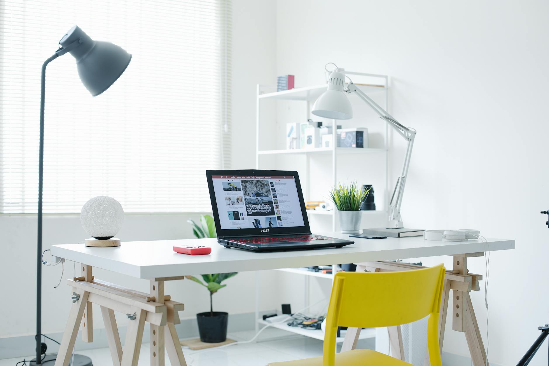 home workspace with bright colors and inspiration