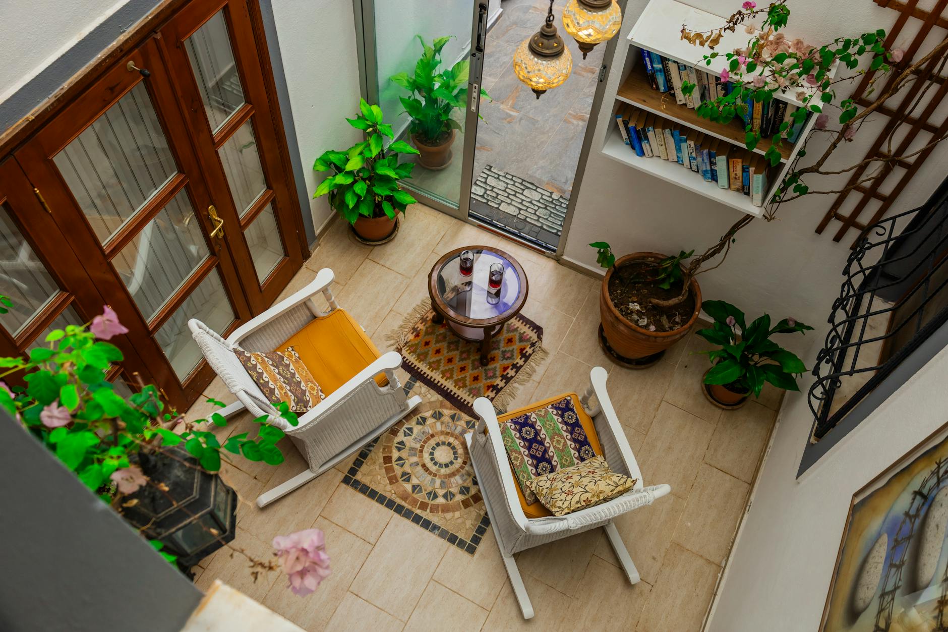 cozy reading nook with plants and natural light