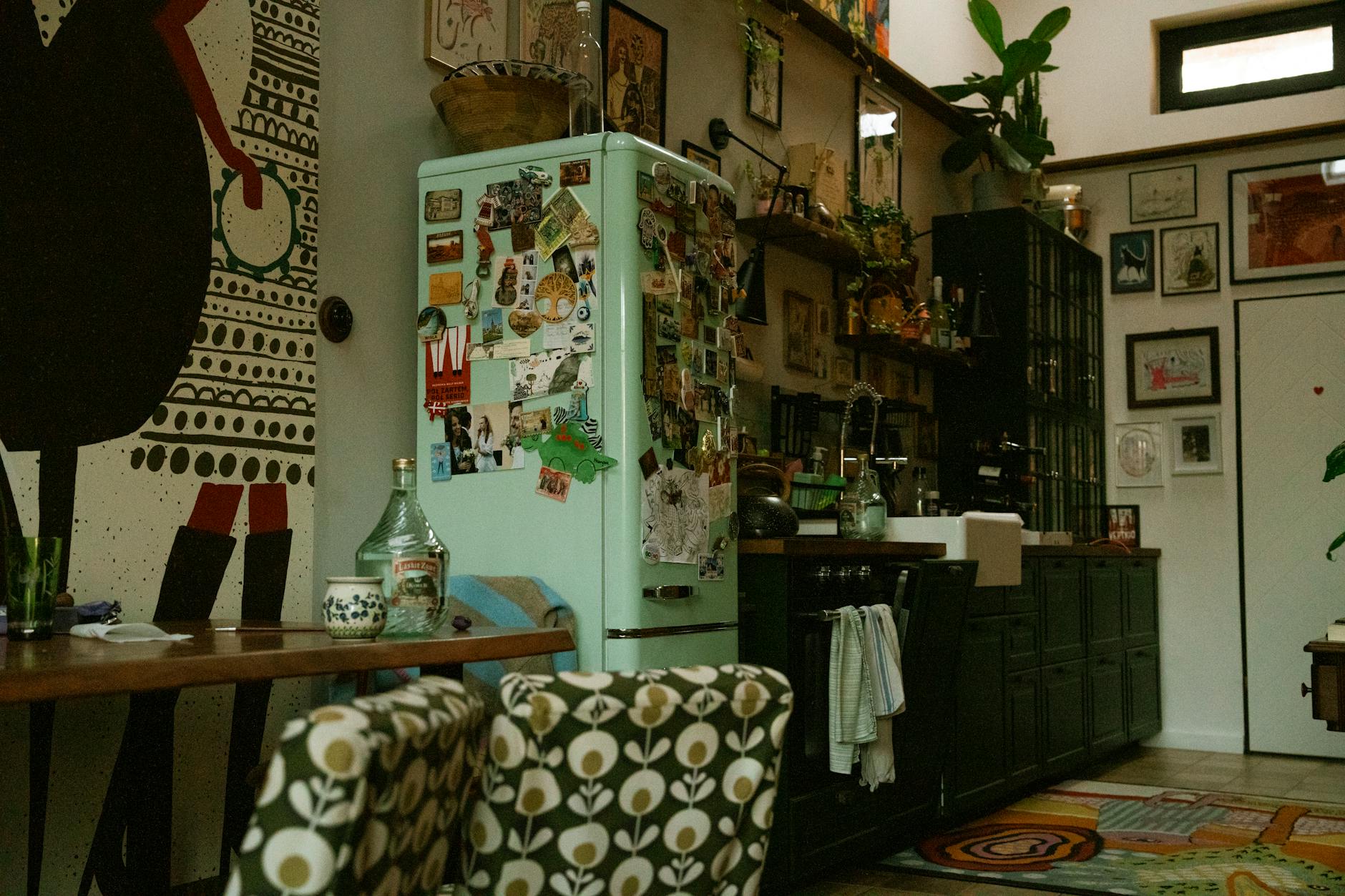 cozy home interior with plants and art