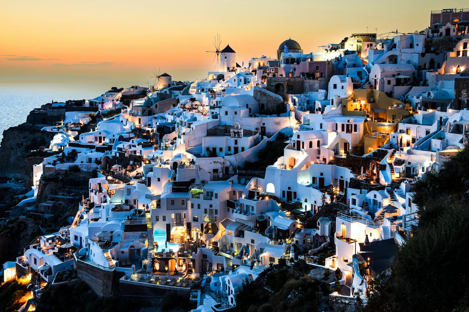 breathtaking sunset over Santorini, Greece