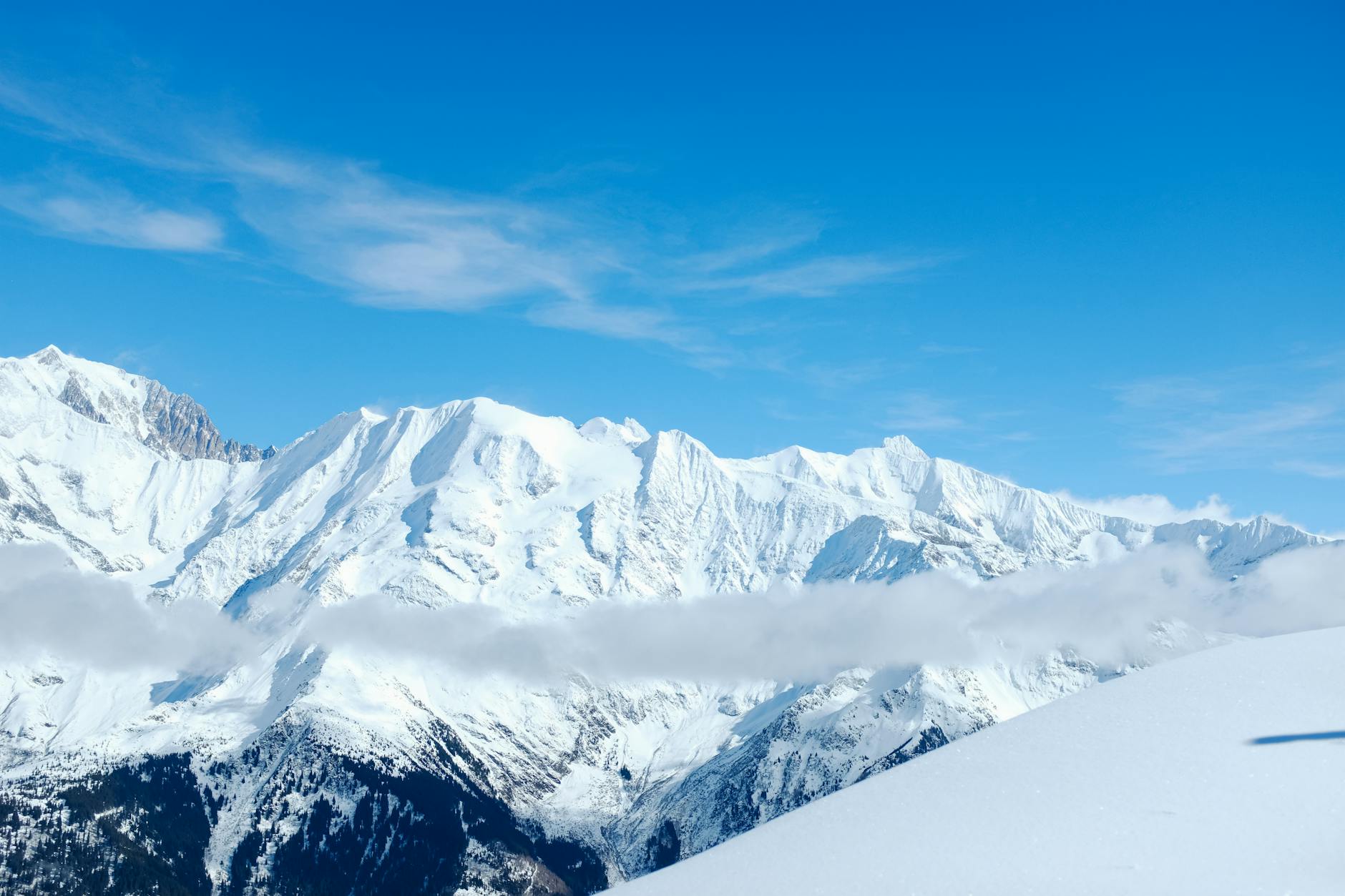 Chamonix-Mont-Blanc with snowy peaks