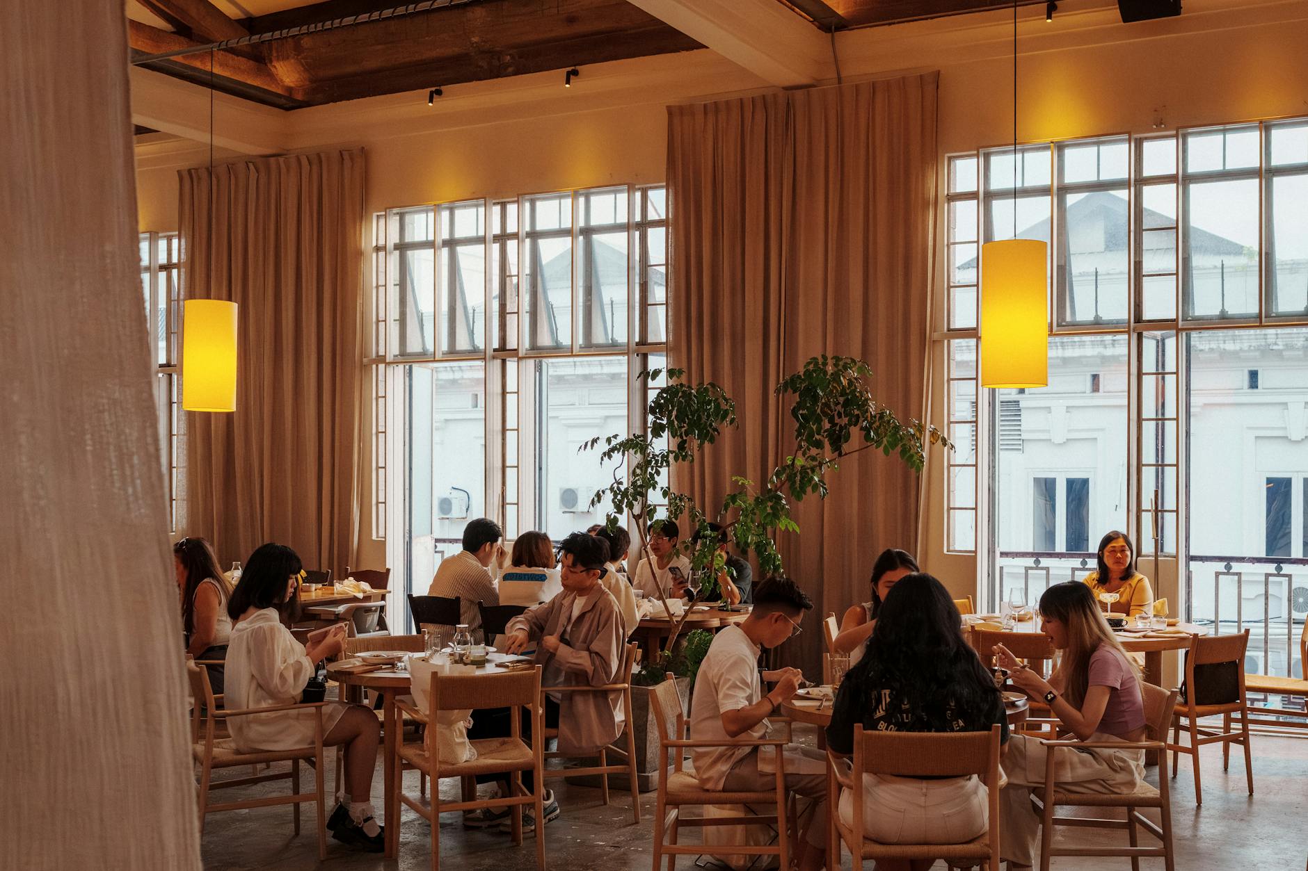 group of friends dining privately in a restaurant