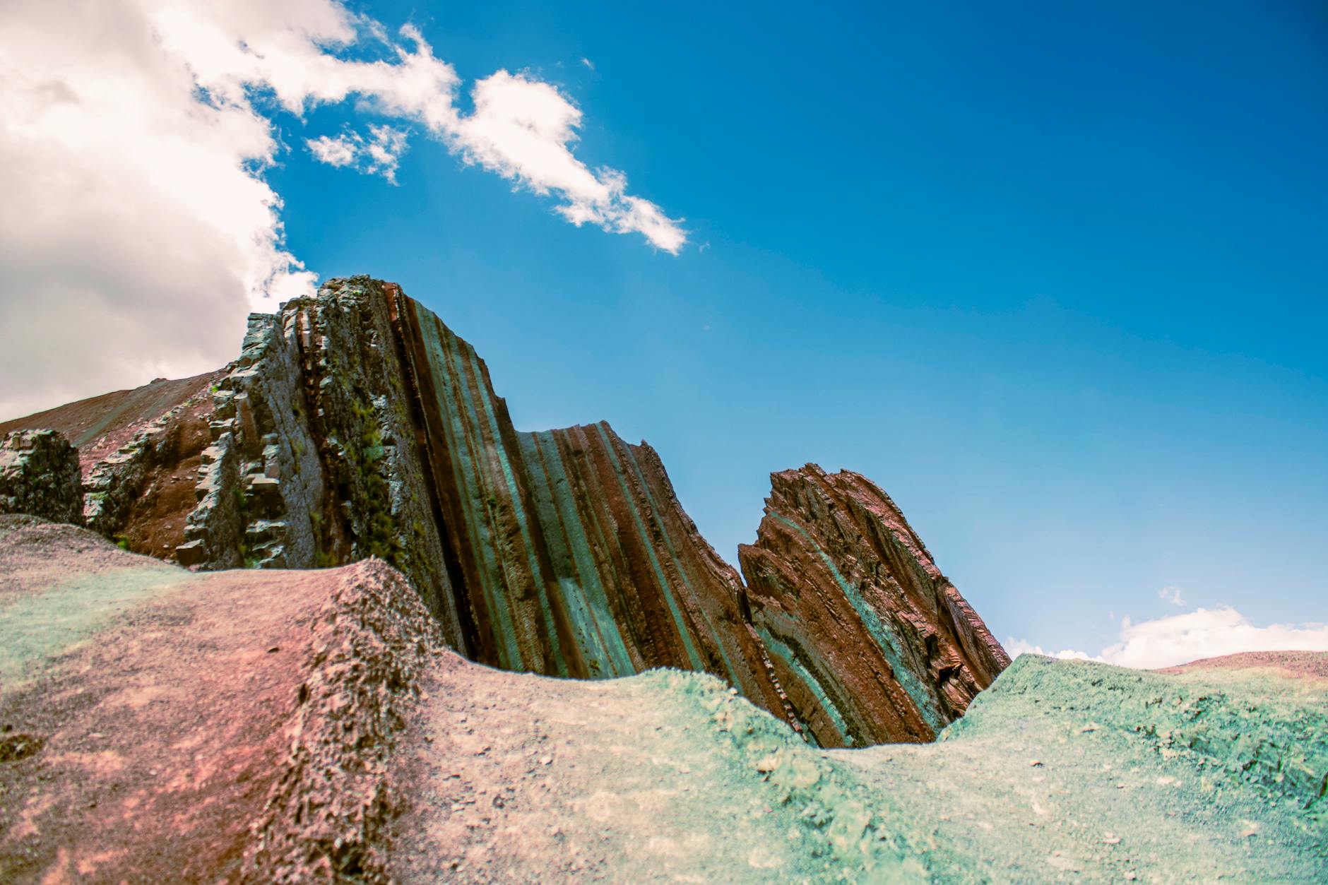multi-colored soil of Rainbow Mountains Peru